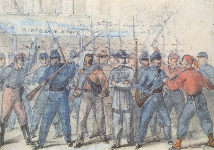 Frank Vizetelly Union Soldiers Attacking Confederate Prisoners in the Streets of Washington